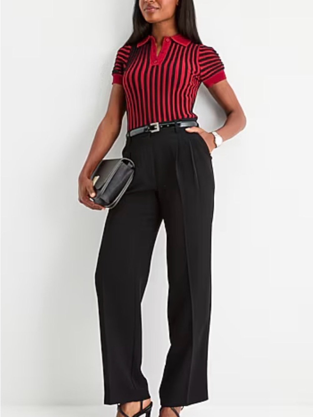 Worthington Black High-Waist Straight Leg Pants — Black
